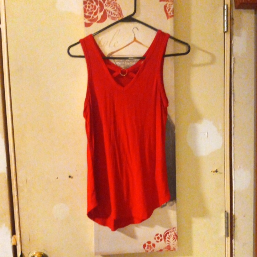 A red tight fit tank top